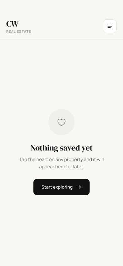 Empty saved properties: Nothing saved yet